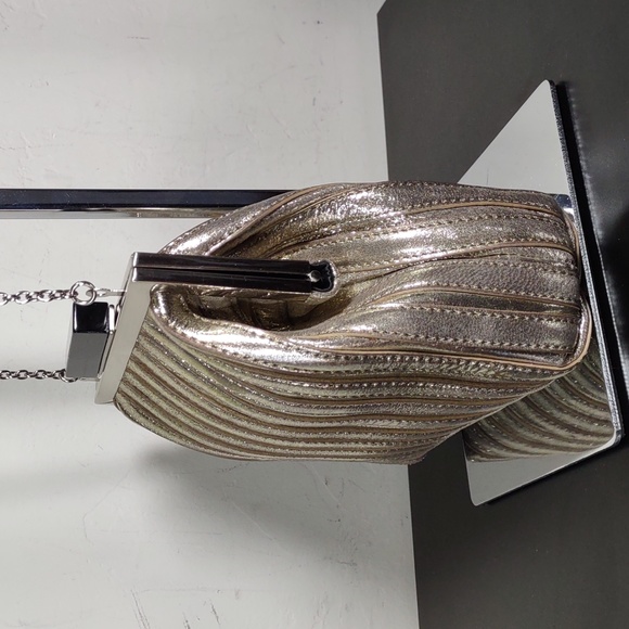 Annabel Ingall Platinum Lame` Leather Convertible Clutch Bag - Picture 2 of 8